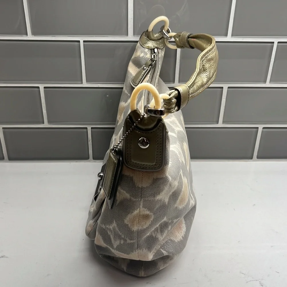 Coach Hobo Bag Kristin‎ Op Art Ikat Print Silver Gray Multi